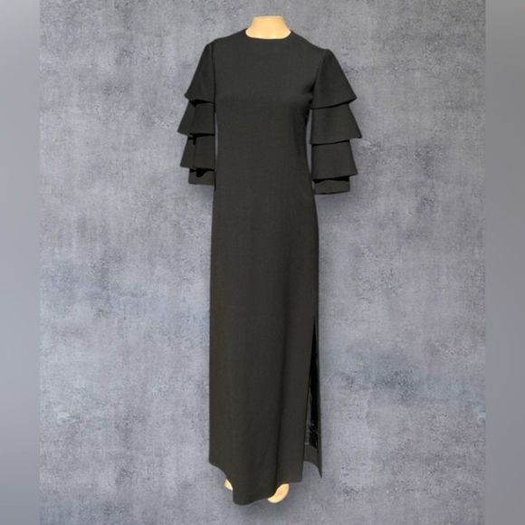 Donald Brooks for Garfinckel’s Black Wool Gown – Size 8